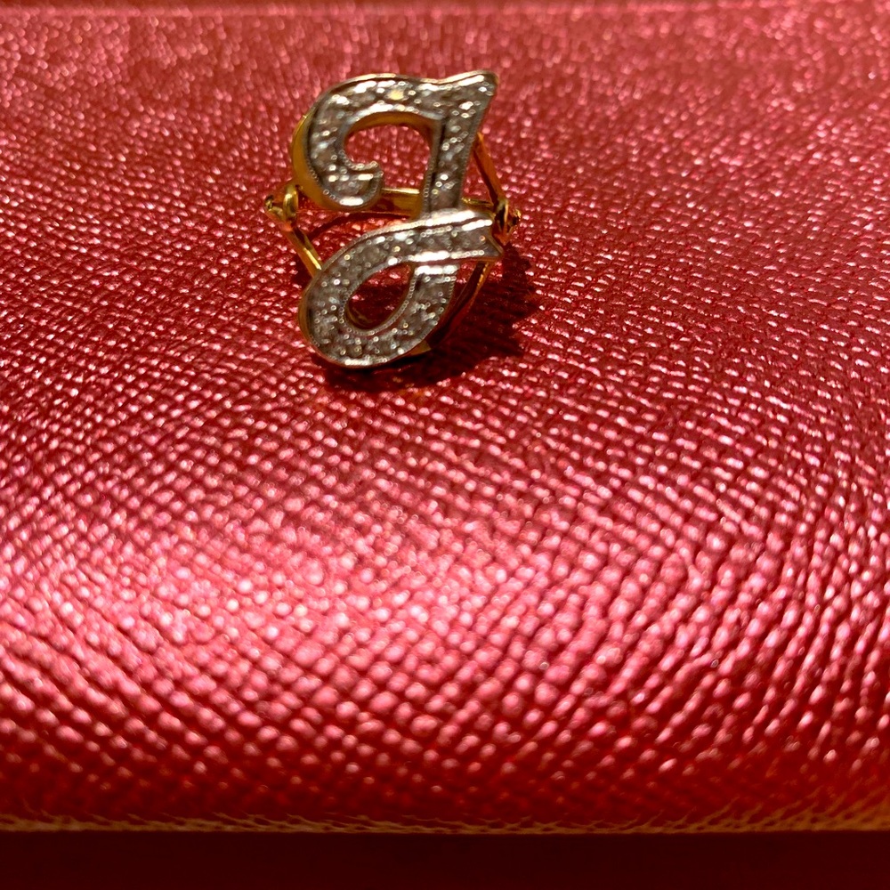 COPY - Diamond 14 Karat Yellow and White Gold Initial “J” Ring
